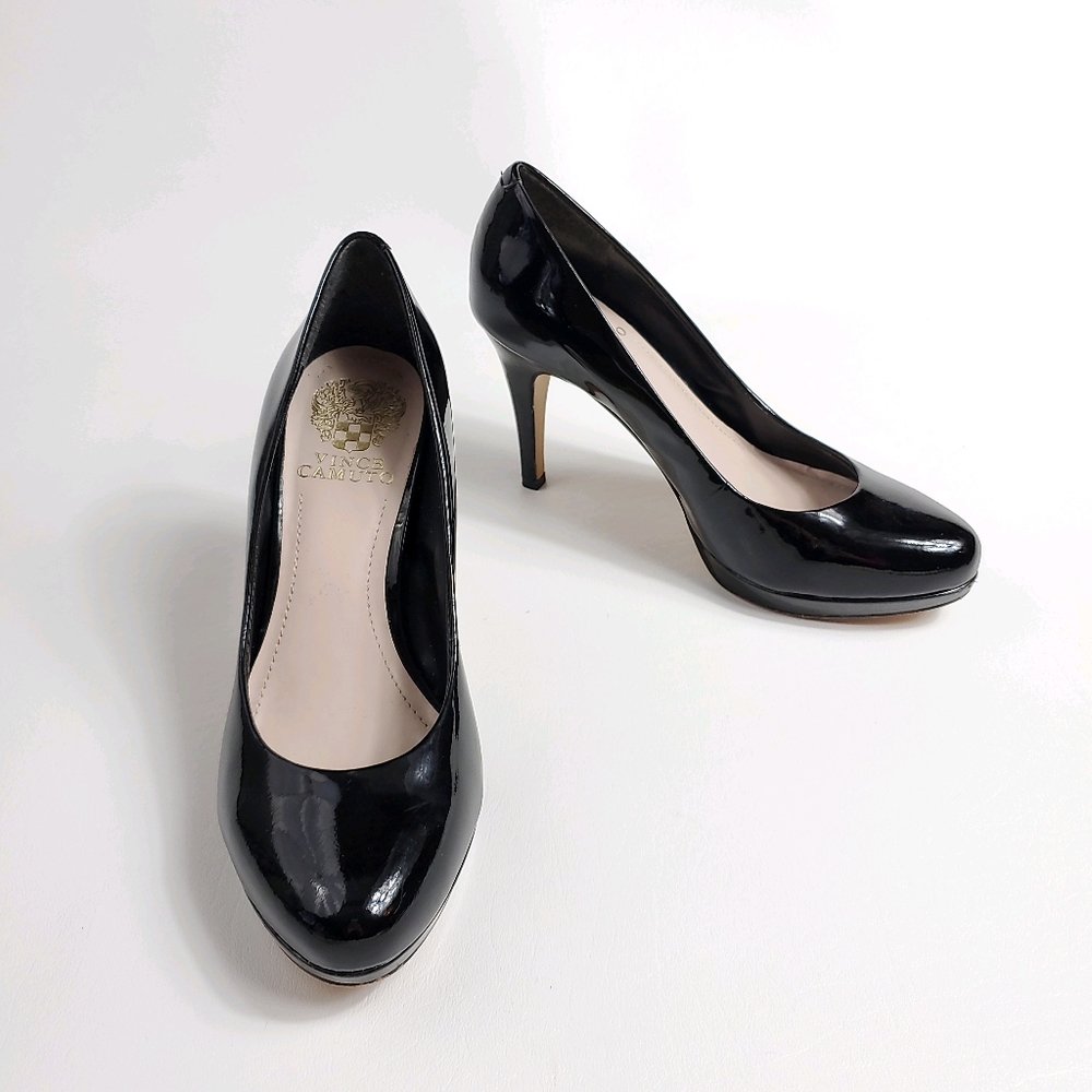 Vince Camuto Black Patent Leather Platform Heel